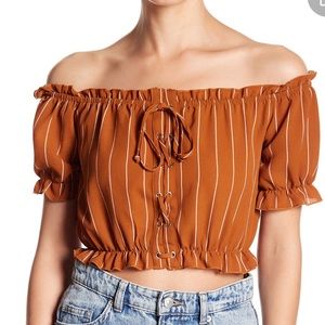 Burnt orange.. lace up crop top